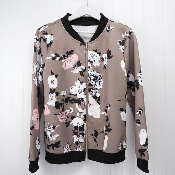 Floral Printed Zip Up Bomber Jacket - Picture 1 of 1